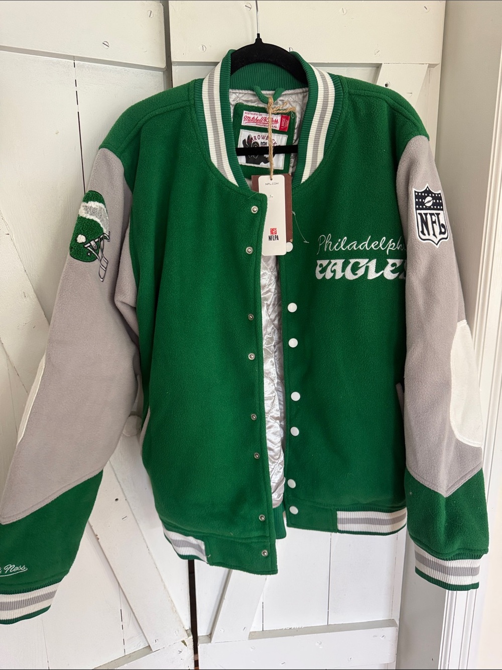 NWT Mitchell & Ness Princess Diana Philadelphia Eagles Bomber